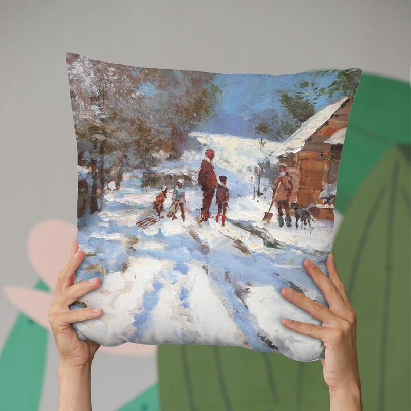 Snow On The Ashwell Road Throw Pillow By John Haskins - by all about vibe