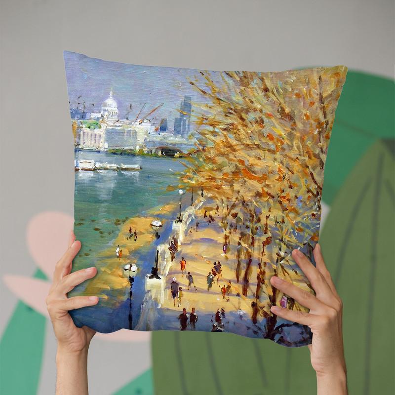 Southbank Thames Throw Pillow By John Haskins - by all about vibe
