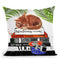 Orange Tabby On Fashion Books Throw Pillow by Jodi Pedri