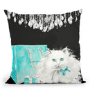 White Persian Cat With Presents Throw Pillow by Jodi Pedri