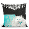 White Persian Cat With Presents Throw Pillow by Jodi Pedri