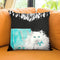 White Persian Cat With Presents Throw Pillow by Jodi Pedri