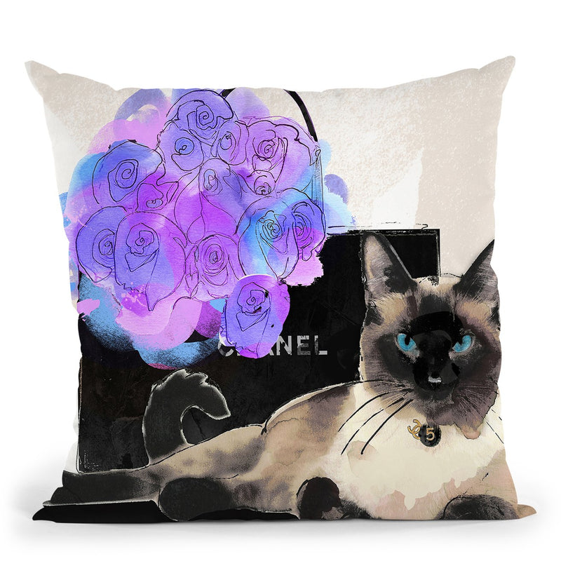 Siamese Catopping Bags Throw Pillow by Jodi Pedri
