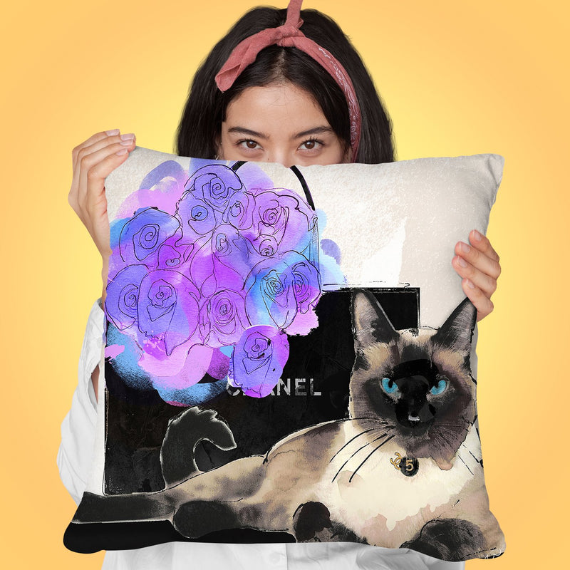 Siamese Catopping Bags Throw Pillow by Jodi Pedri