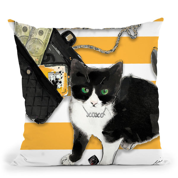 Black And White Cat Throw Pillow by Jodi Pedri