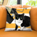 Black And White Cat Throw Pillow by Jodi Pedri