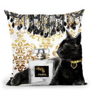 Black Cat Perfume Bottle Throw Pillow by Jodi Pedri