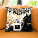 Black Cat Perfume Bottle Throw Pillow by Jodi Pedri