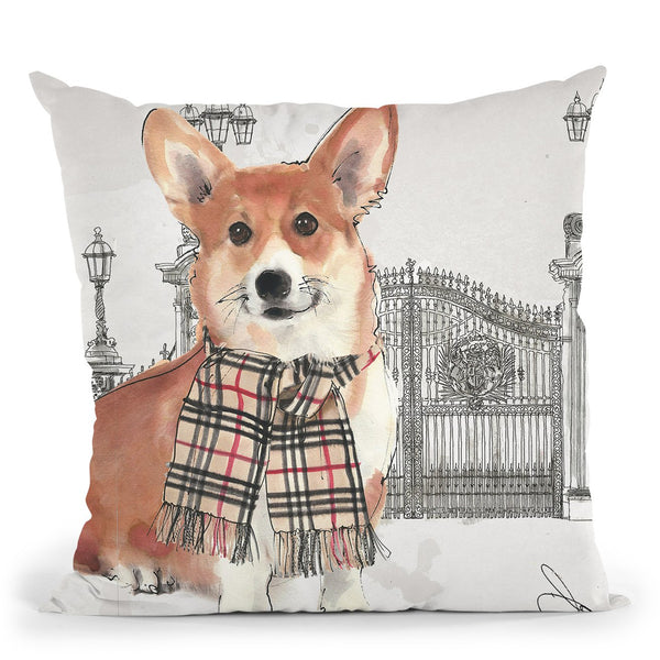 At The Gates Corgi Throw Pillow by Jodi Pedri