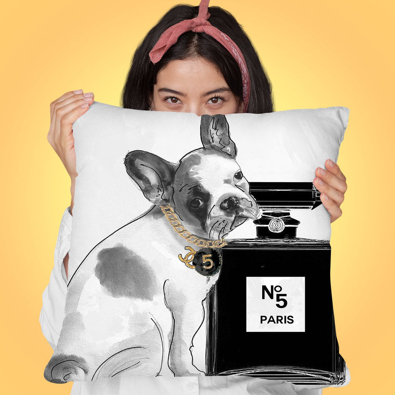 Leave Us Alone Frenchie Throw Pillow by Jodi Pedri
