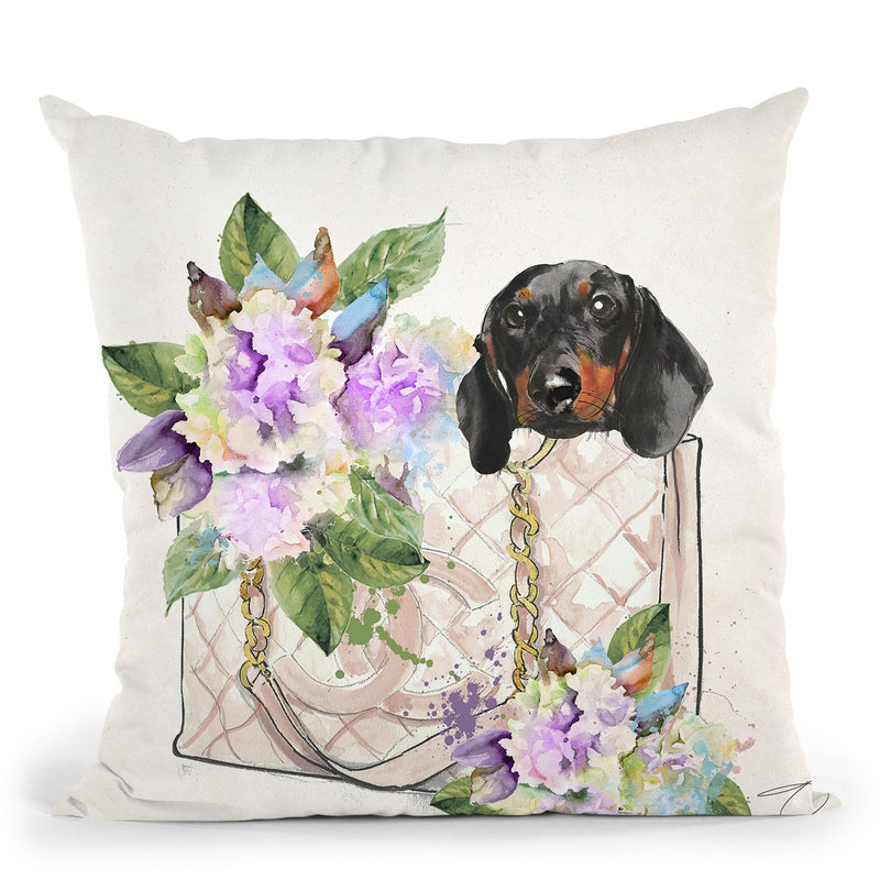 Let'S Go Dachshund Throw Pillow by Jodi Pedri