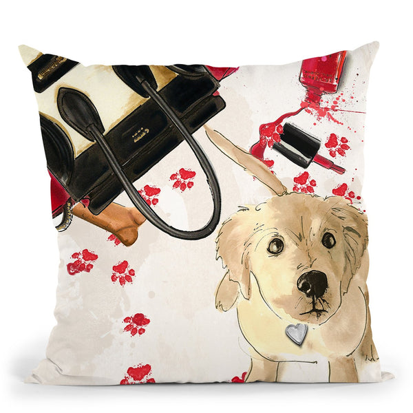 Naughty Golden Throw Pillow by Jodi Pedri