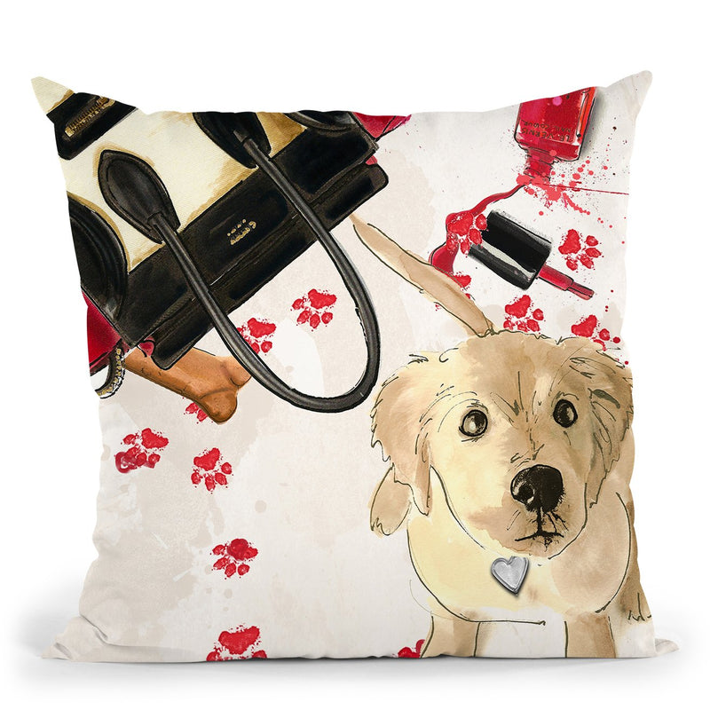 Naughty Golden Throw Pillow by Jodi Pedri