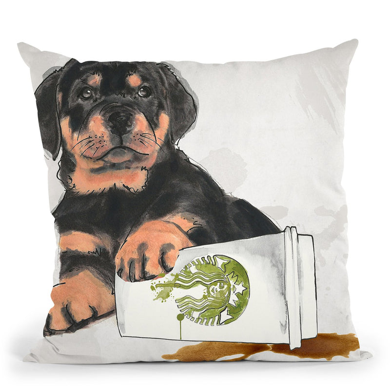 Oops Rottweiler Throw Pillow by Jodi Pedri