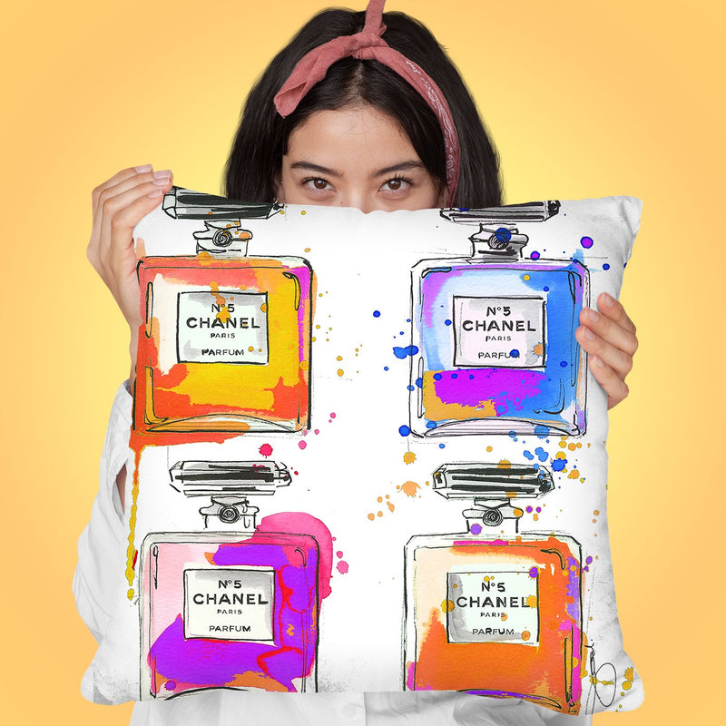 Multi Color Chanel BottlesÊ Throw Pillow by Jodi Pedri
