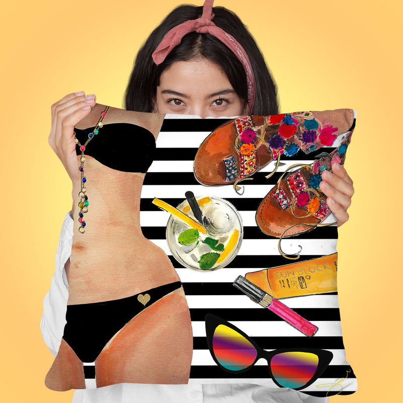 Beach Babe Throw Pillow by Jodi Pedri