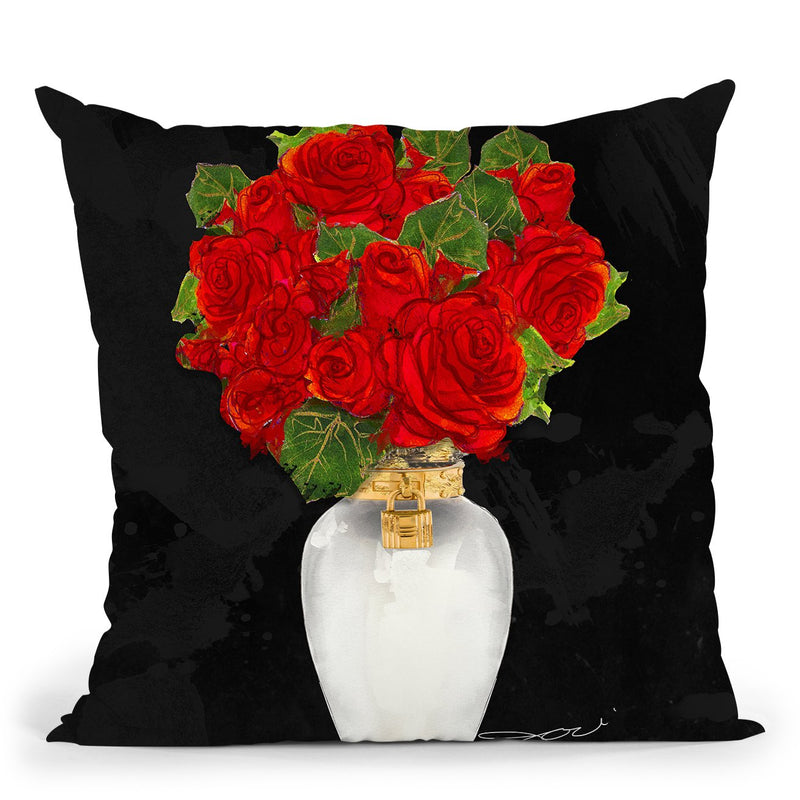 Flowers In Red Throw Pillow by Jodi Pedri