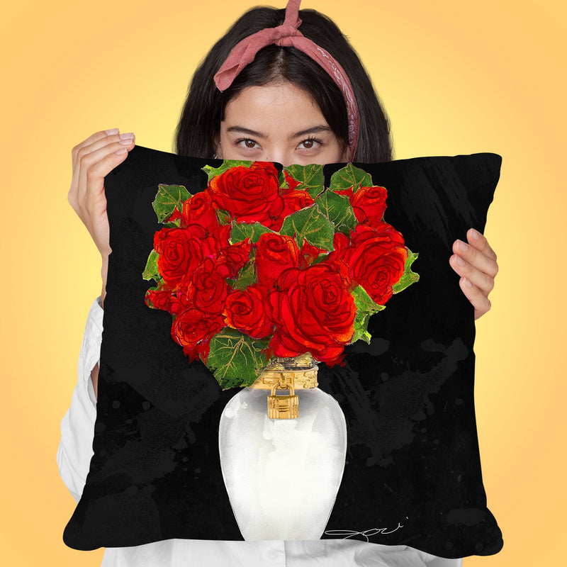 Flowers In Red Throw Pillow by Jodi Pedri