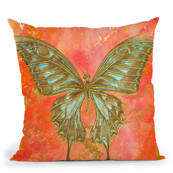Gold Butterfly Throw Pillow by Jodi Pedri