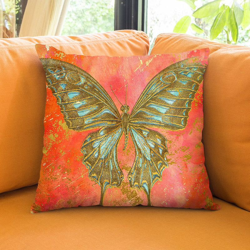 Gold Butterfly Throw Pillow by Jodi Pedri