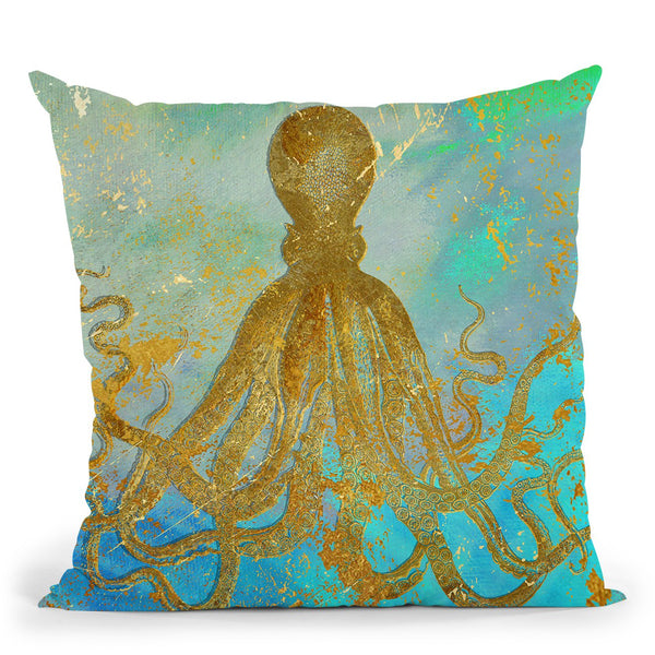 Gold Octopus Throw Pillow by Jodi Pedri