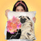 Stop And Smell The Flowers Pug Throw Pillow by Jodi Pedri