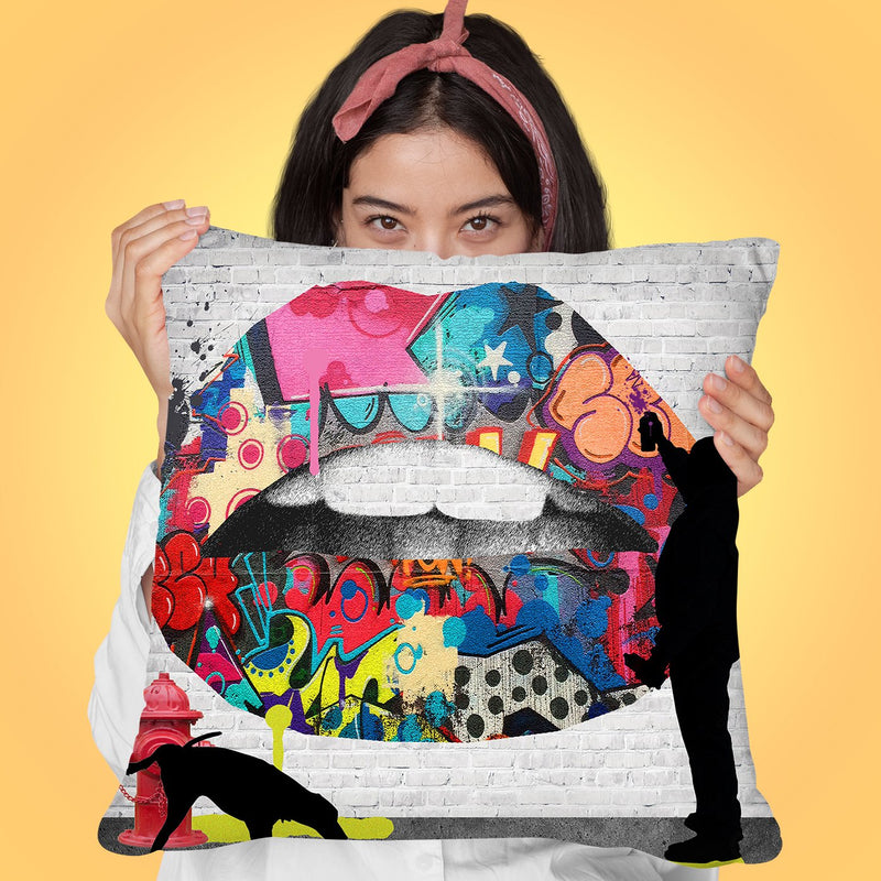 Lips Street Art Throw Pillow by Jodi Pedri