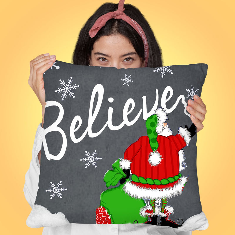 Believe Santa Throw Pillow by Jodi Pedri
