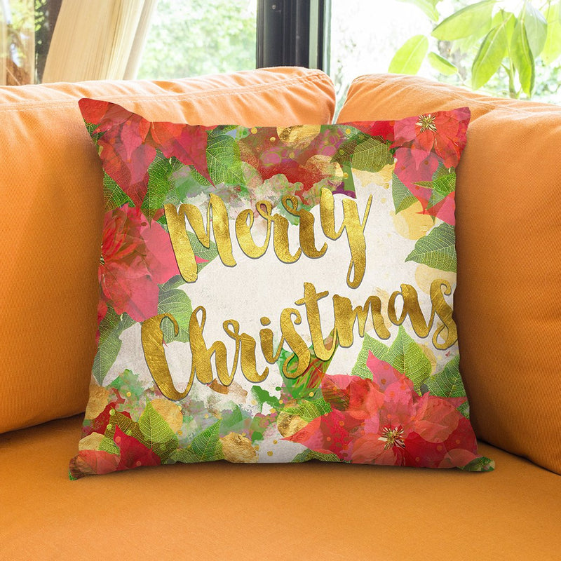 Pointsett1A Christmas Throw Pillow by Jodi Pedri