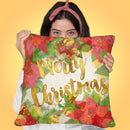 Pointsett1A Christmas Throw Pillow by Jodi Pedri