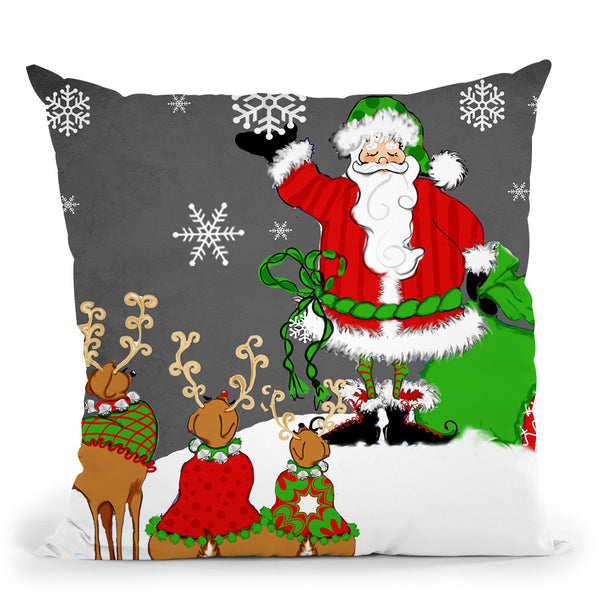 Snowflake Santa Throw Pillow by Jodi Pedri