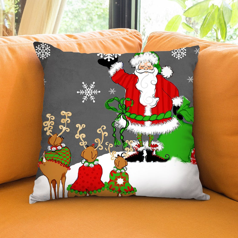 Snowflake Santa Throw Pillow by Jodi Pedri