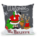 Welcome Santa Grey Throw Pillow by Jodi Pedri