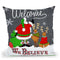Welcome Santa Grey Throw Pillow by Jodi Pedri