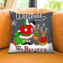 Welcome Santa Grey Throw Pillow by Jodi Pedri