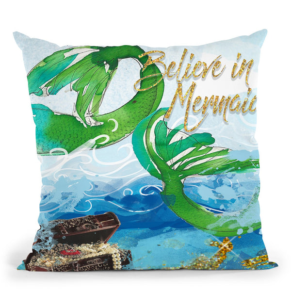 Believe In Mermaids Throw Pillow by Jodi Pedri