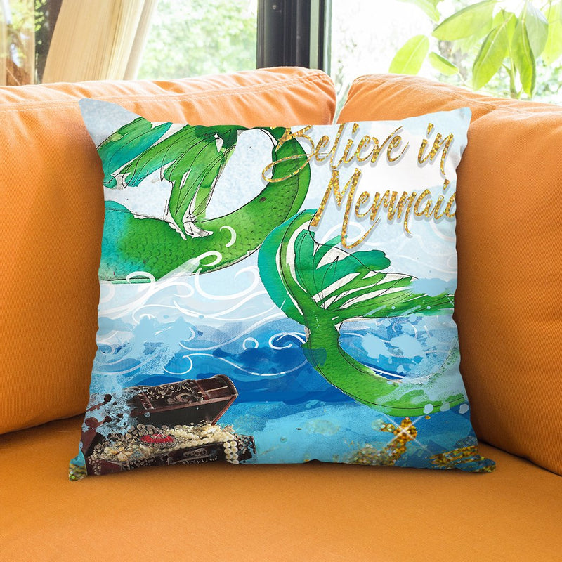 Believe In Mermaids Throw Pillow by Jodi Pedri