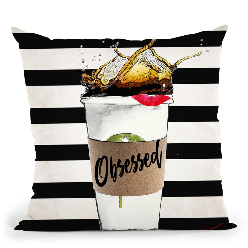 Obcessed Coffe Spill Throw Pillow by Jodi Pedri