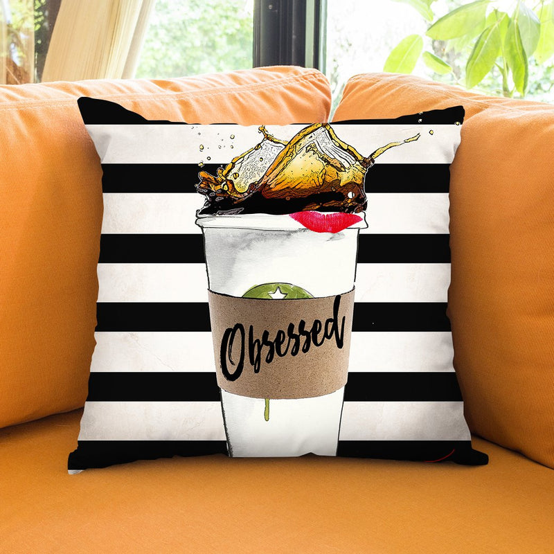 Obcessed Coffe Spill Throw Pillow by Jodi Pedri