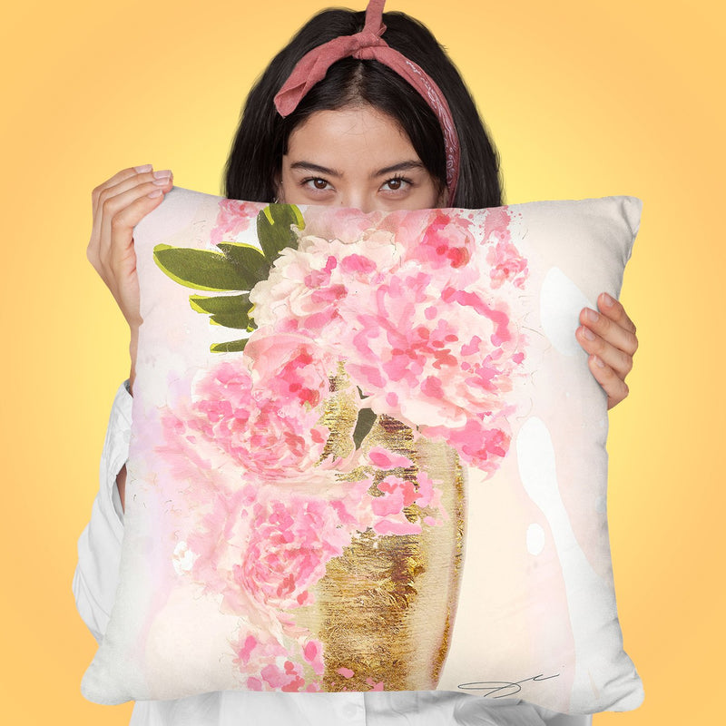Pink Flowers Throw Pillow by Jodi Pedri