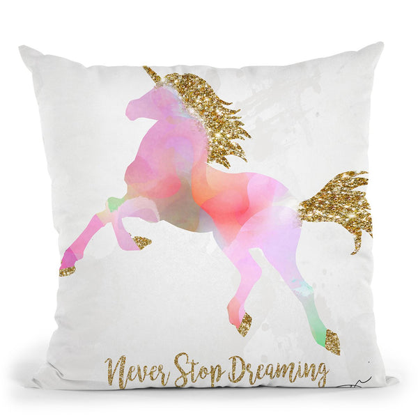 Unicorn Never Stop Throw Pillow by Jodi Pedri