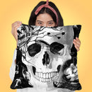 Skull & Flowers Throw Pillow by Jodi Pedri
