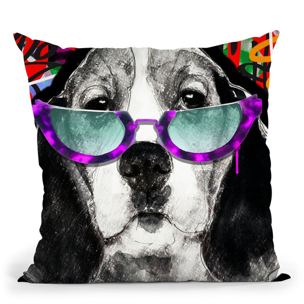 Beagel In Sunglasses Throw Pillow by Jodi Pedri