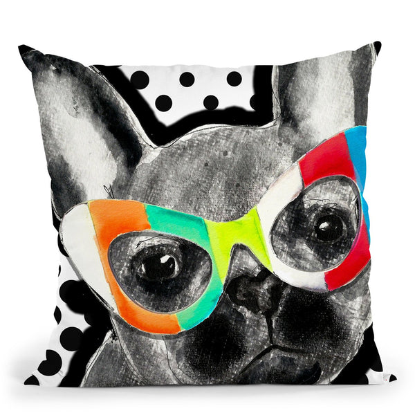 Frenchie In Sunglasses Throw Pillow by Jodi Pedri