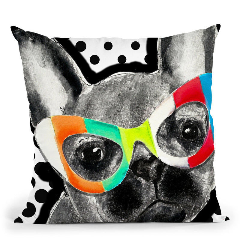 Frenchie In Sunglasses Throw Pillow by Jodi Pedri