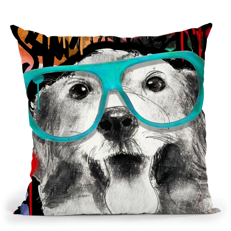 Golden In Sunglasses Throw Pillow by Jodi Pedri