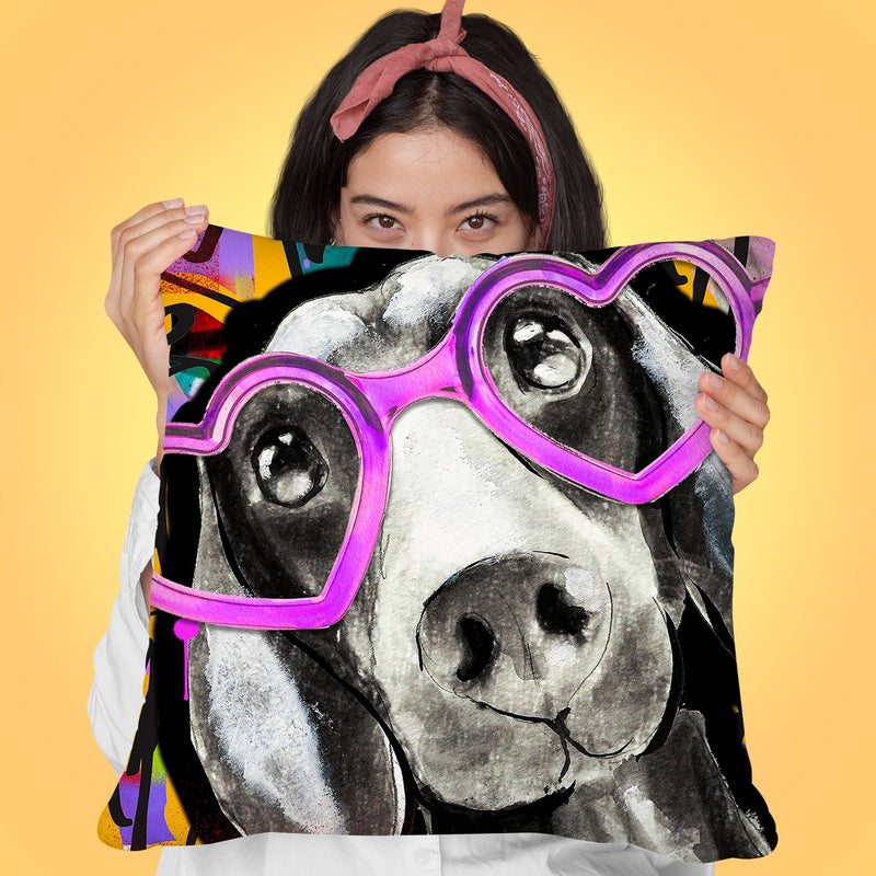 Dachshund In Sunglasses Throw Pillow by Jodi Pedri