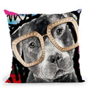 Pit Bull In Sunglasses Throw Pillow by Jodi Pedri