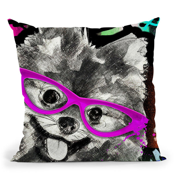 Pomeranian In Sunglasses Throw Pillow by Jodi Pedri