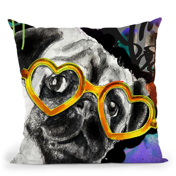 Pug In Sunglasses Throw Pillow by Jodi Pedri